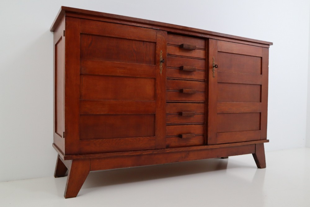 French provincial Oak Midcentury Sideboard by René Gabriel, France, 1950s Mid-20th century