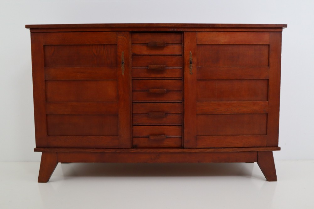 French provincial Oak Midcentury Sideboard by René Gabriel, France, 1950s Mid-20th century