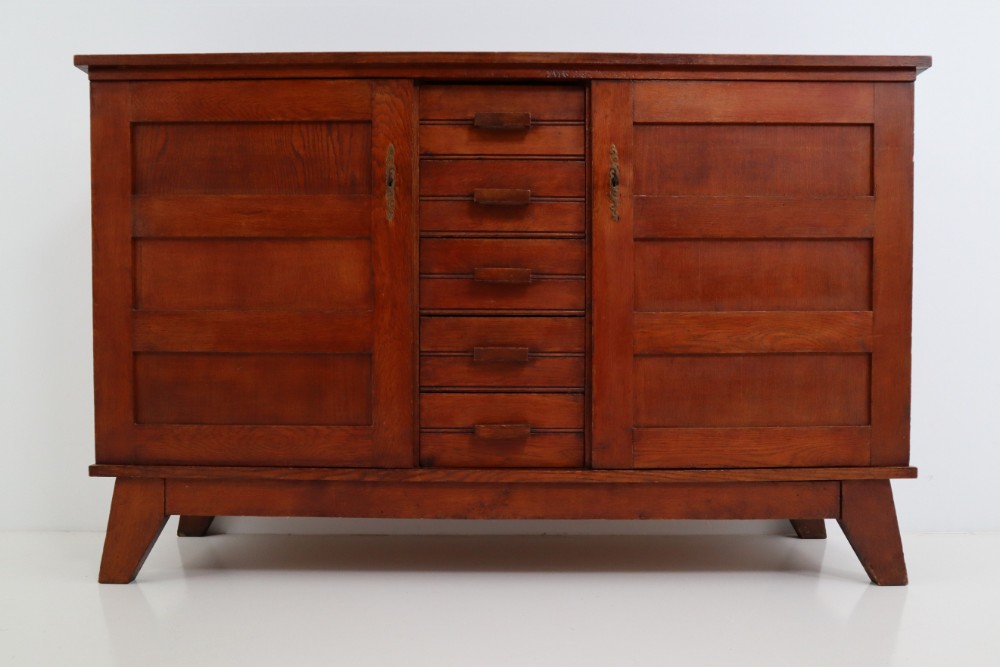 French provincial Oak Midcentury Sideboard by René Gabriel, France, 1950s Mid-20th century