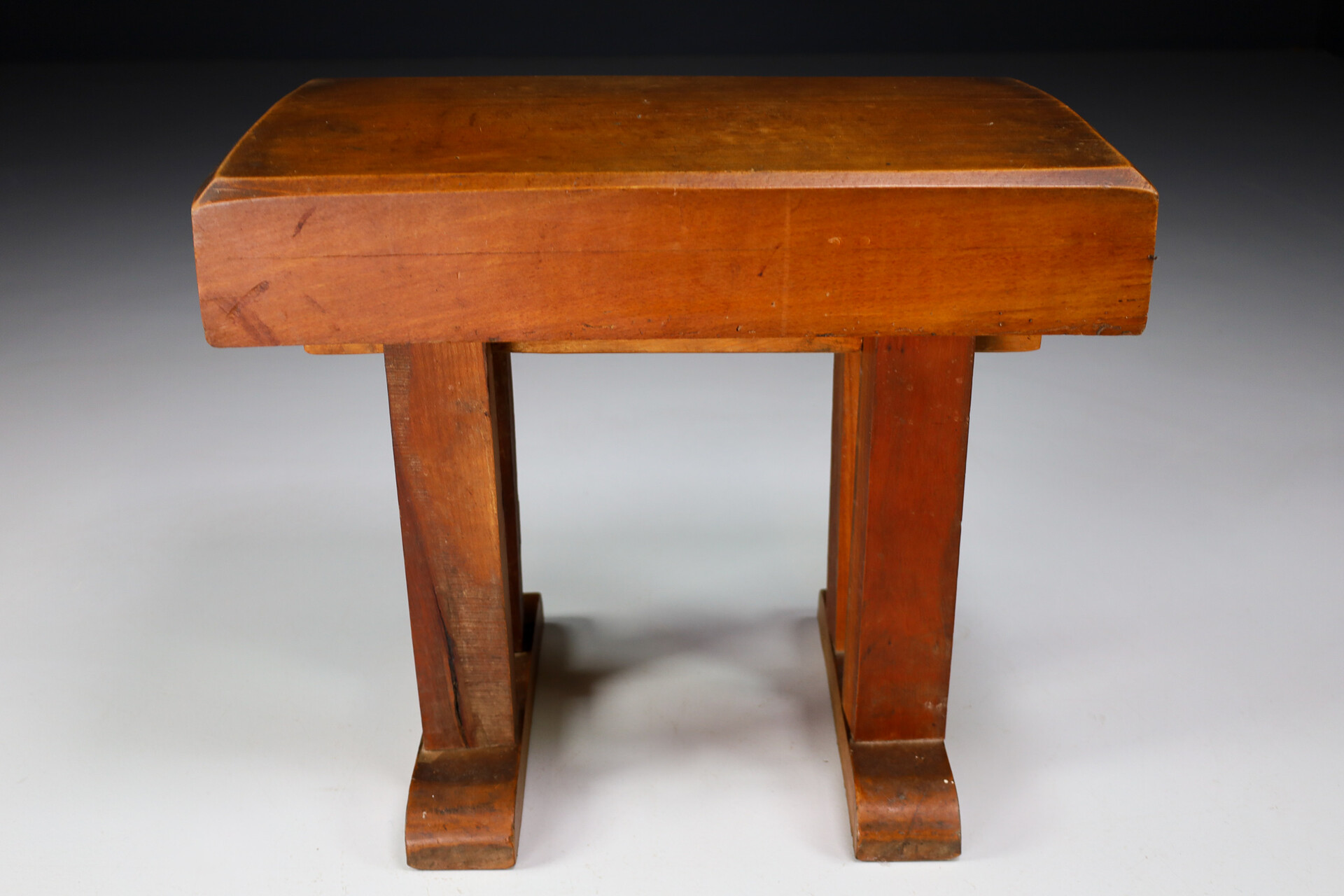 French provincial / primitive Heavy wood side table / stool France 1930s Early-20th century