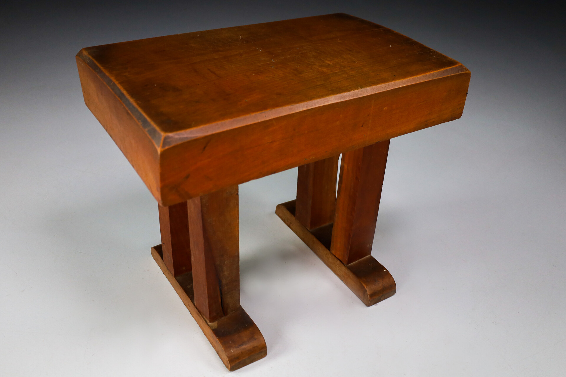 French provincial / primitive Heavy wood side table / stool France 1930s Early-20th century