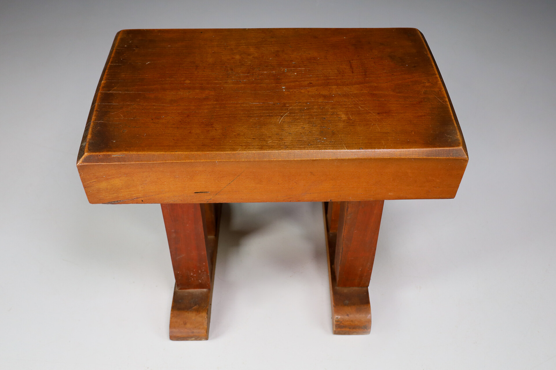 French provincial / primitive Heavy wood side table / stool France 1930s Early-20th century