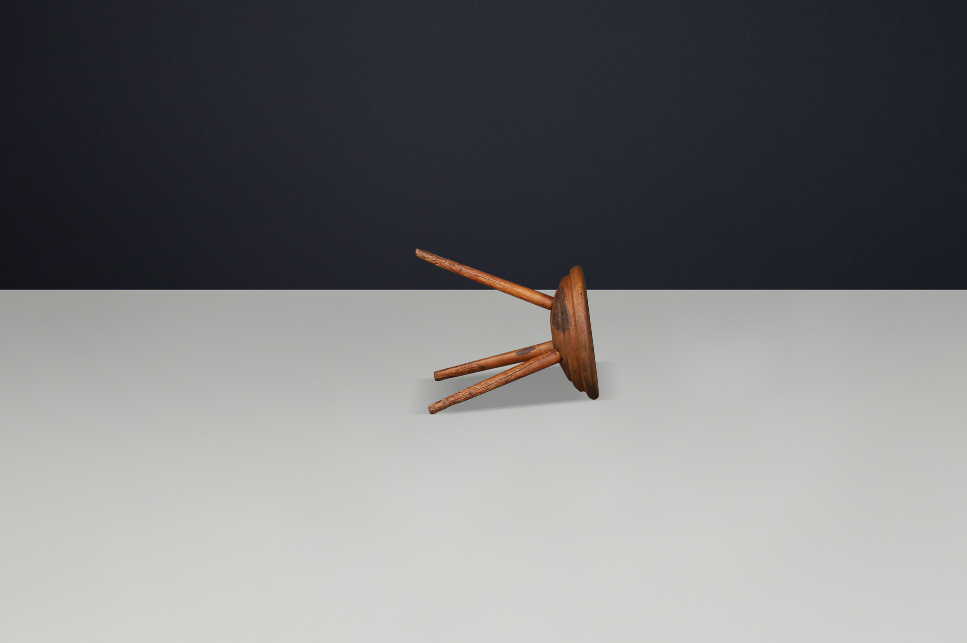 French provincial Primitive Pinewood stool, France 1960s Mid-20th century