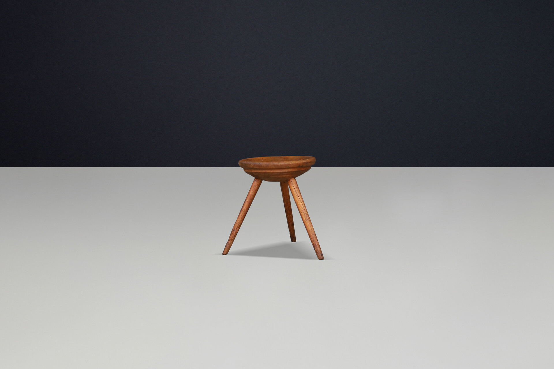 French provincial Primitive Pinewood stool, France 1960s Mid-20th century