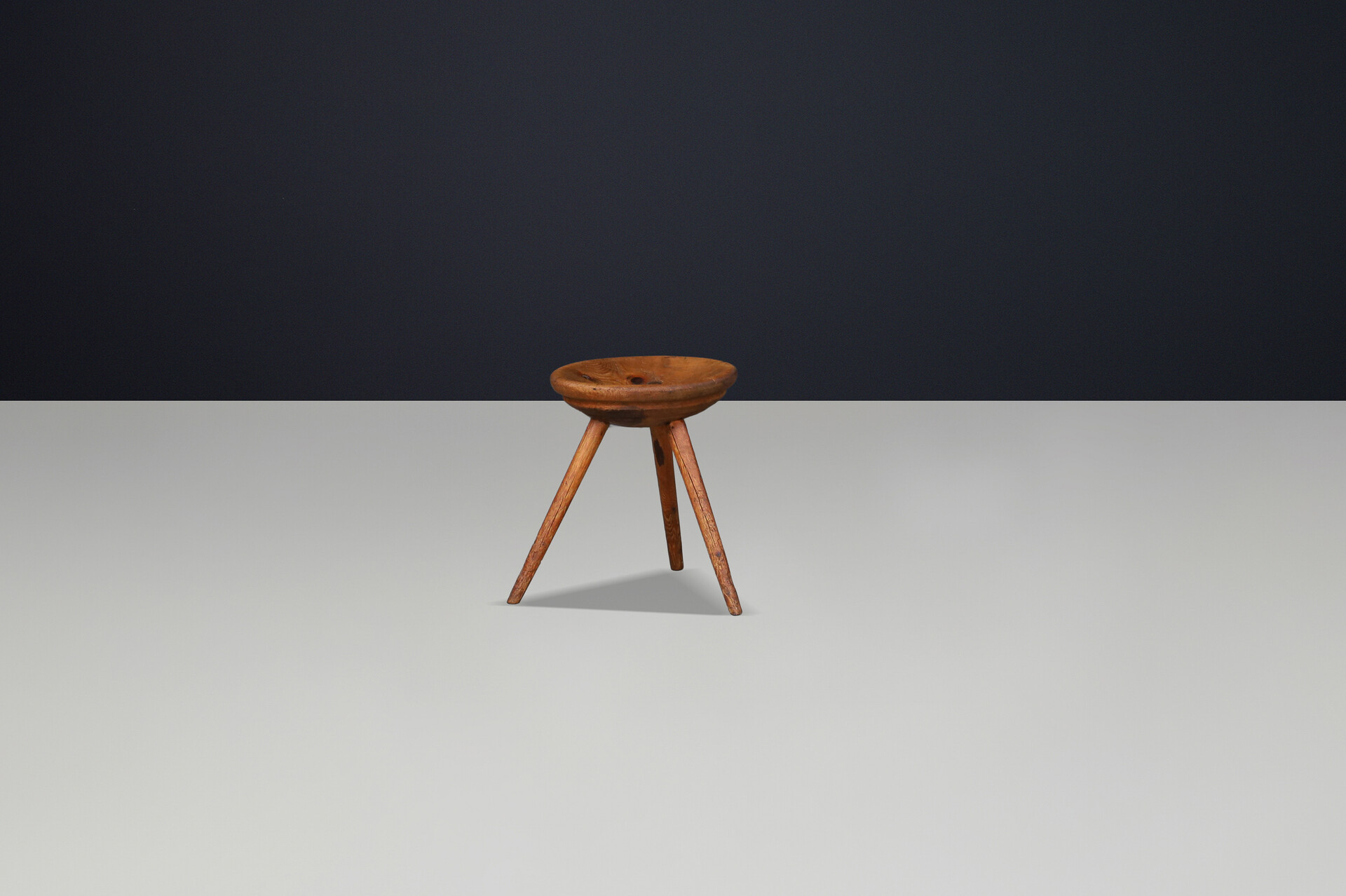 French provincial Primitive Pinewood stool, France 1960s Mid-20th century