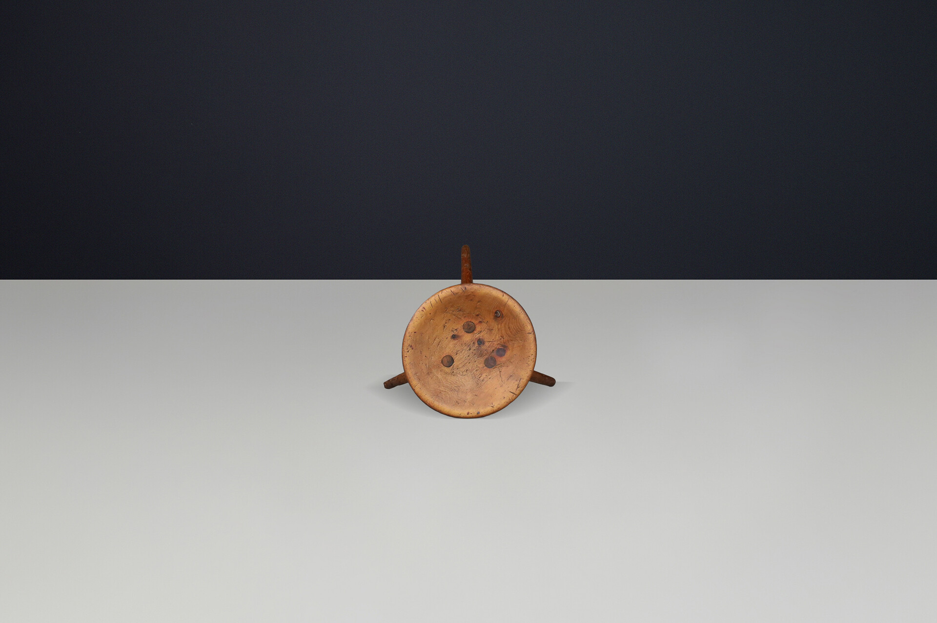 French provincial Primitive Pinewood stool, France 1960s Mid-20th century