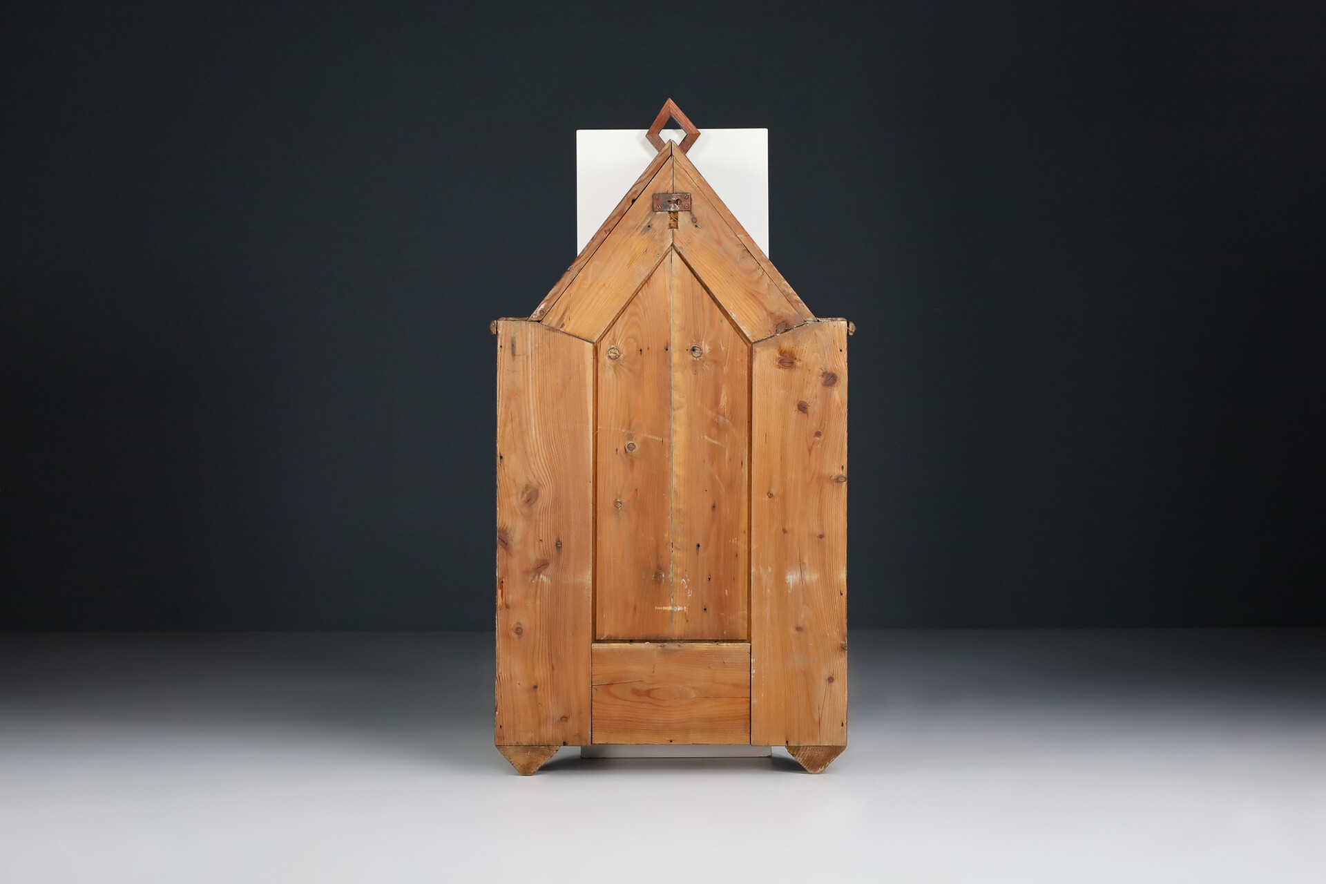 French provincial Vitrine / Cabinet / hanging cupboard on Pine and Glass France 1950s Mid-20th century