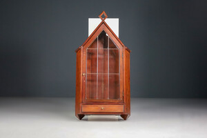 French provincial Vitrine / Cabinet / hanging cupboard on Pine and Glass France 1950s Mid-20th century