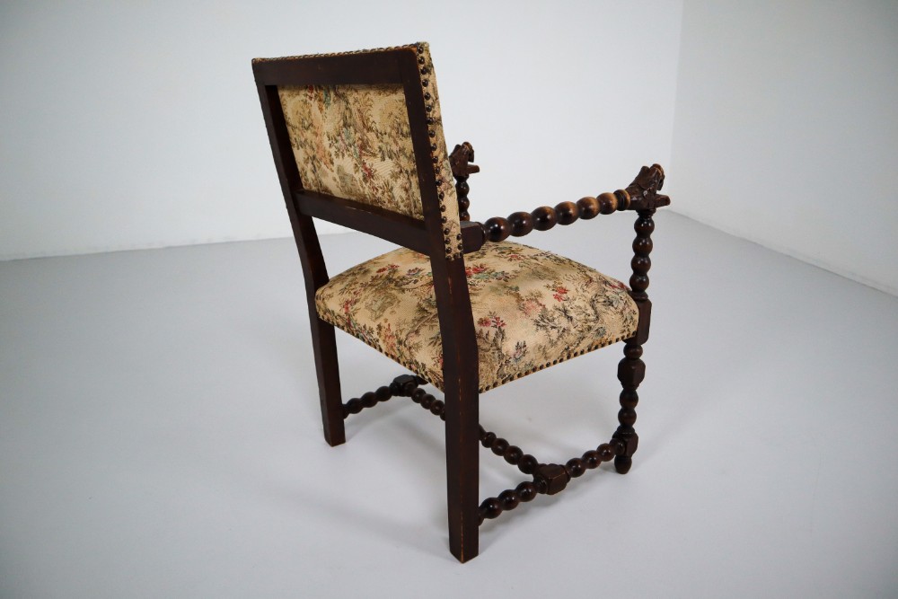 French Provinial Armchair in Oak and Original Fabric Late ...