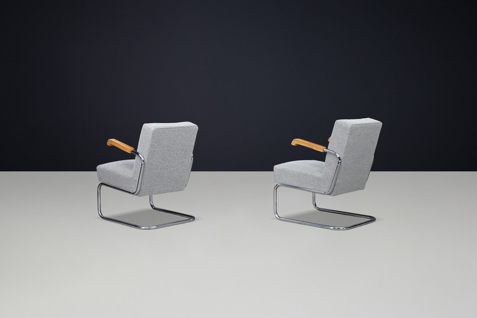 Functionalist Cantilever Armchairs with Wooden Armrests, Cz 1930 Early-20th century