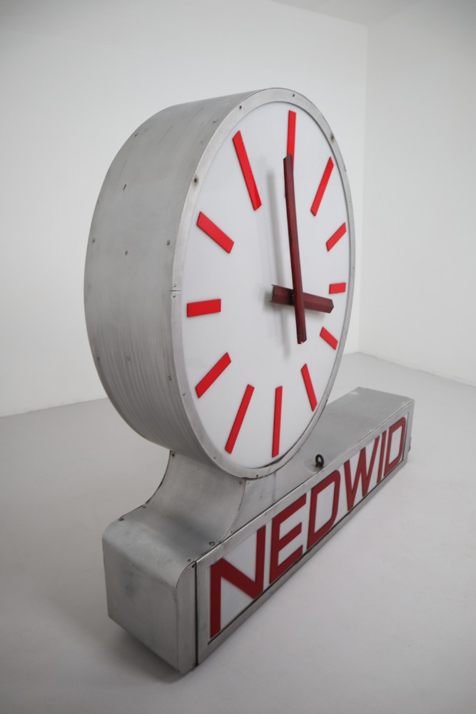 Giant Sign Double Face Sign with Clock NEDWID VIENNA 1950s Mid-20th century