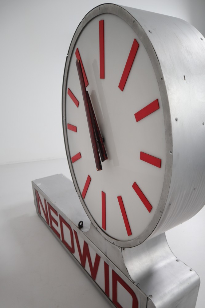 Giant Sign Double Face Sign with Clock NEDWID VIENNA 1950s Mid-20th century