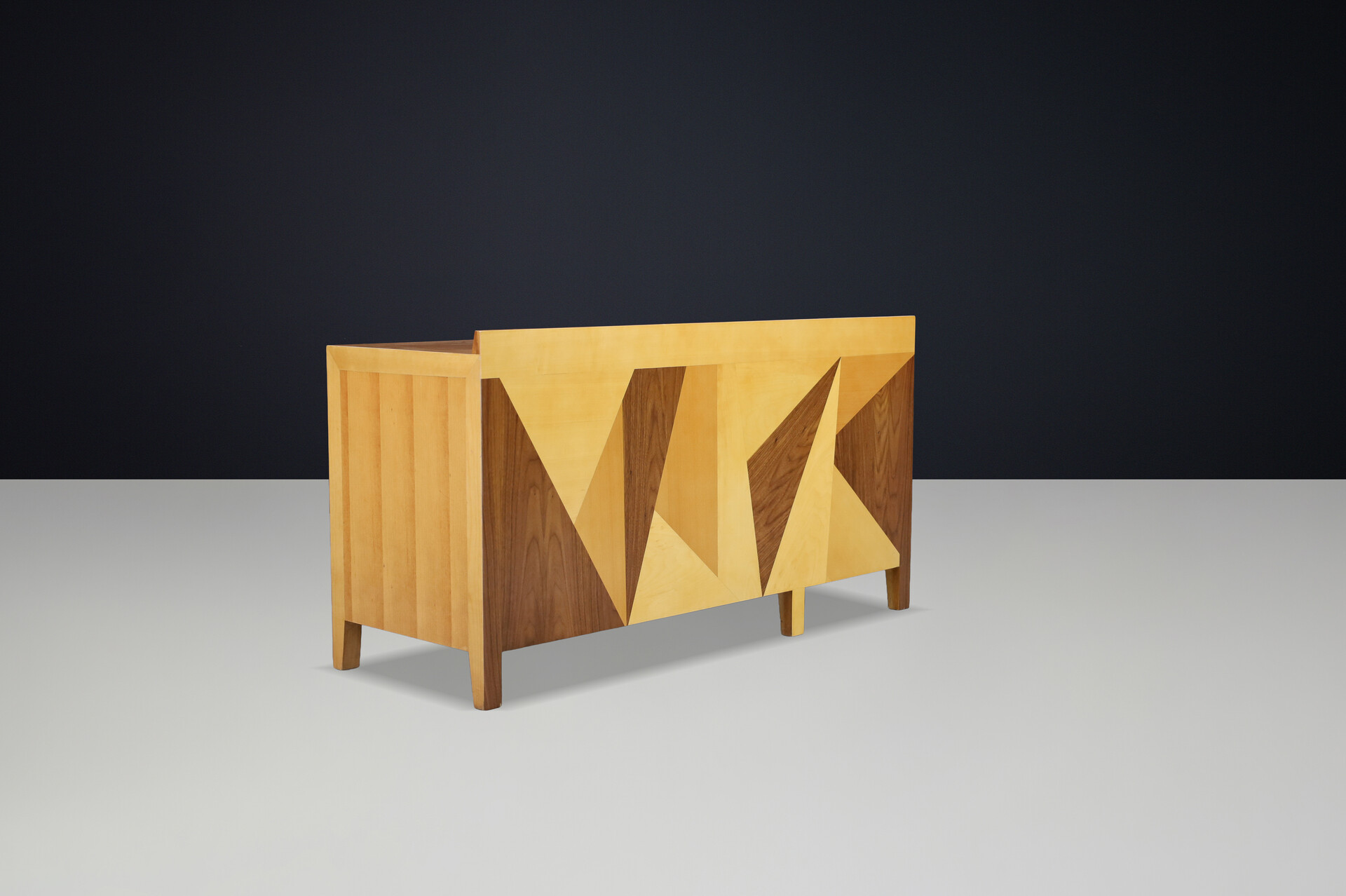 Giovanni Michelucci Geometric Inlaid Wood Desk, Italy, 1970s Late-20th century