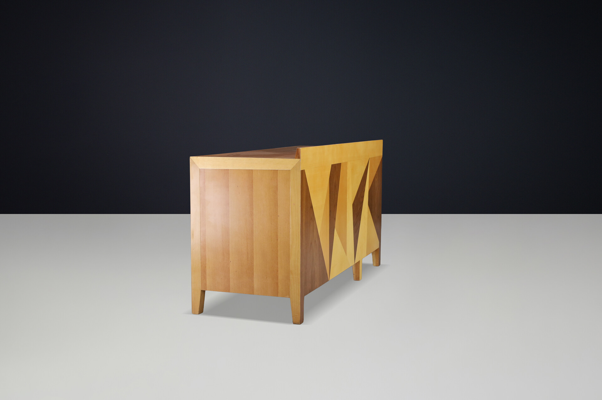 Giovanni Michelucci Geometric Inlaid Wood Desk, Italy, 1970s Late-20th century