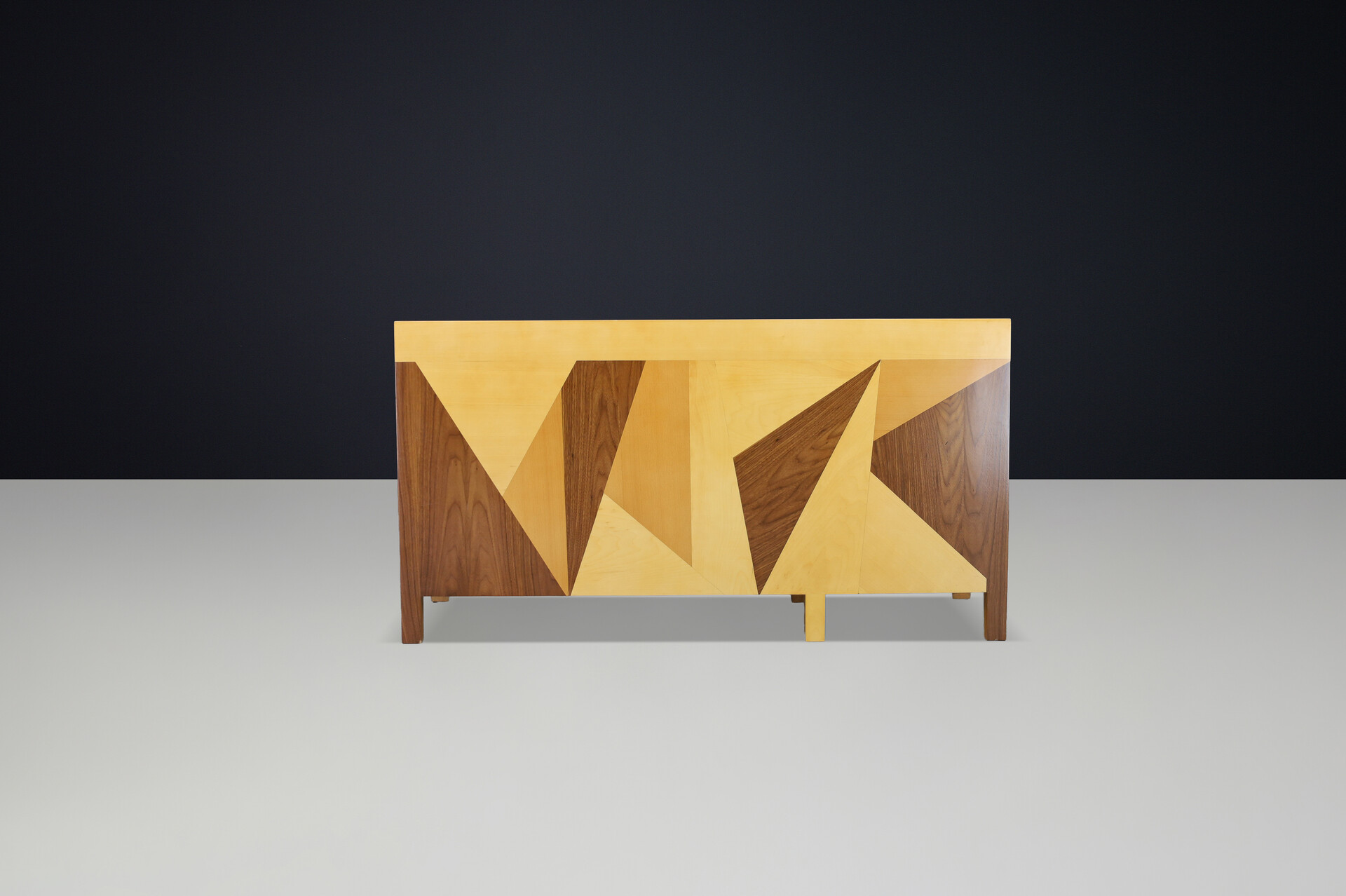 Giovanni Michelucci Geometric Inlaid Wood Desk, Italy, 1970s Late-20th century