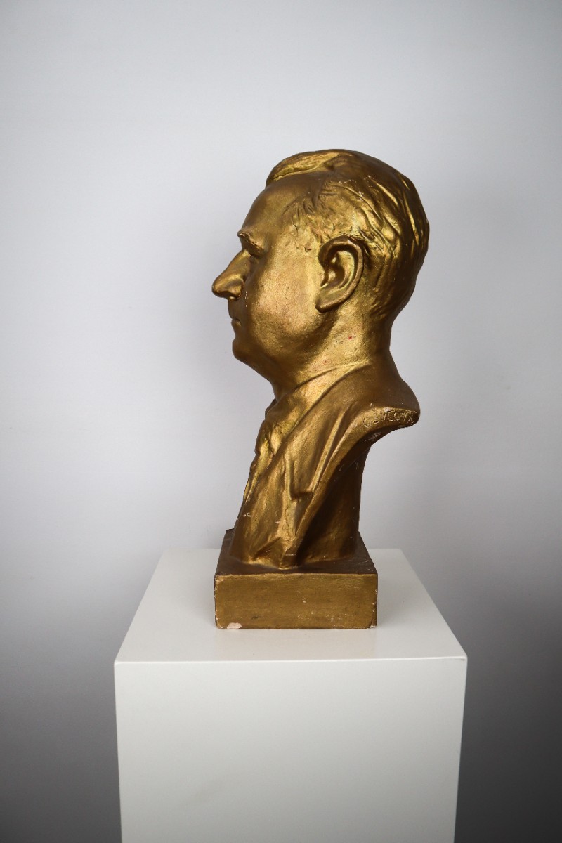 Head Plaster Sculpture CZ 1950s Mid-20th Century Mid-20th century