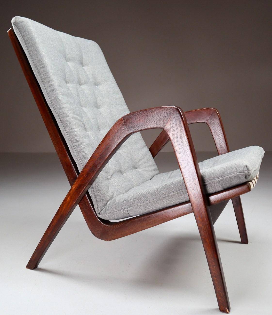 Highback Armchairs in Oak with Reupholstered fabric Cushion Europe 1930s Early-20th century