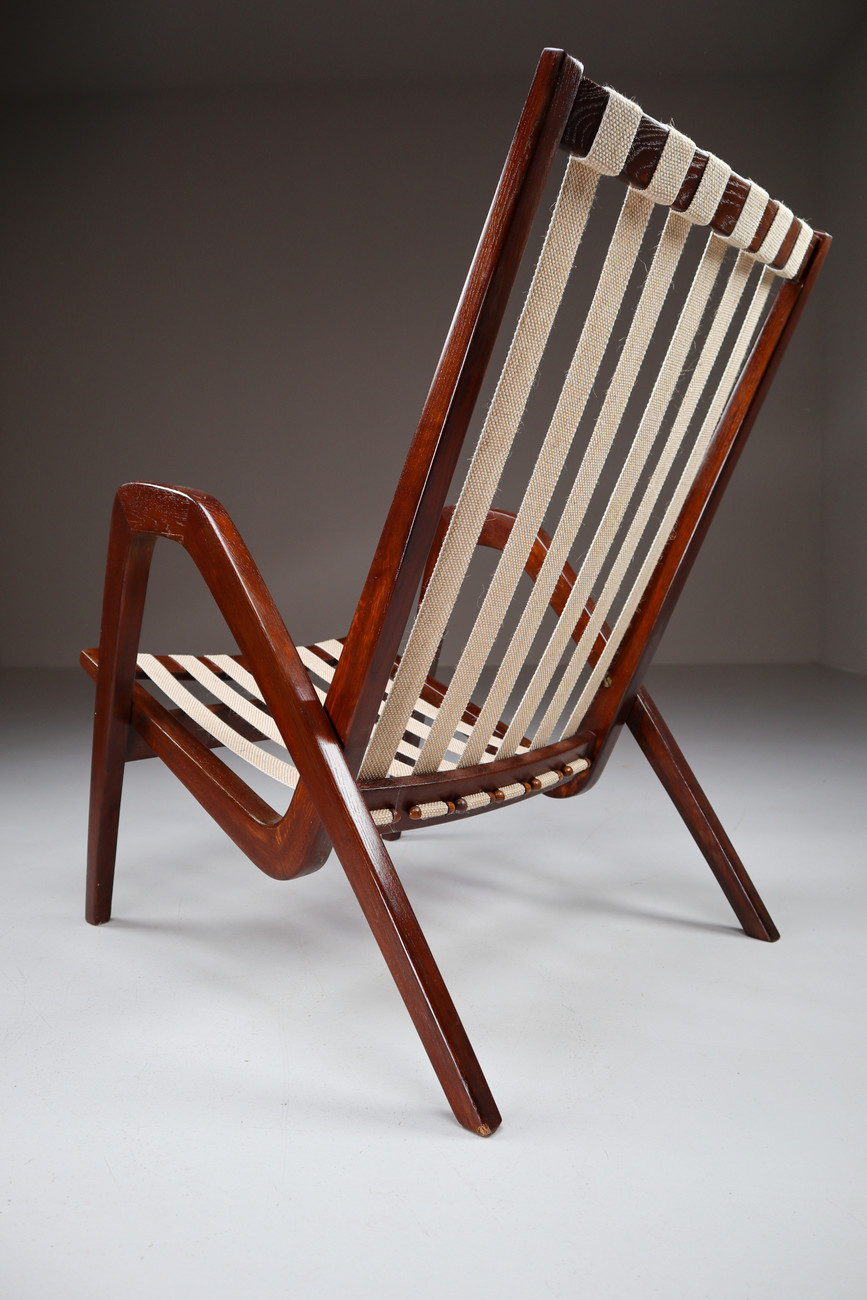 Highback Armchairs in Oak with Reupholstered fabric Cushion Europe 1930s Early-20th century