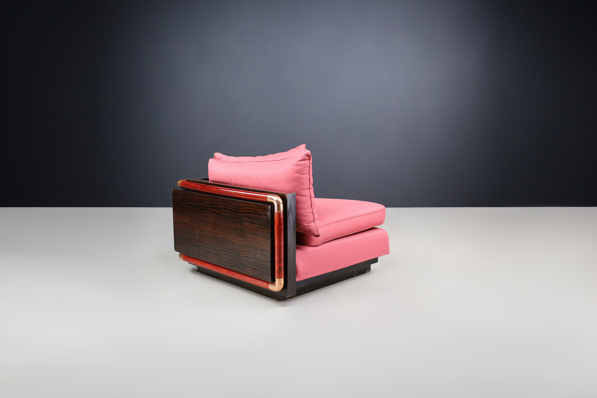 Hollywood regency Paolo Barracchia sofa for Roman Deco from the line of ‘Ebony Padouk Ensemble’ italy 1970s Late-19th century