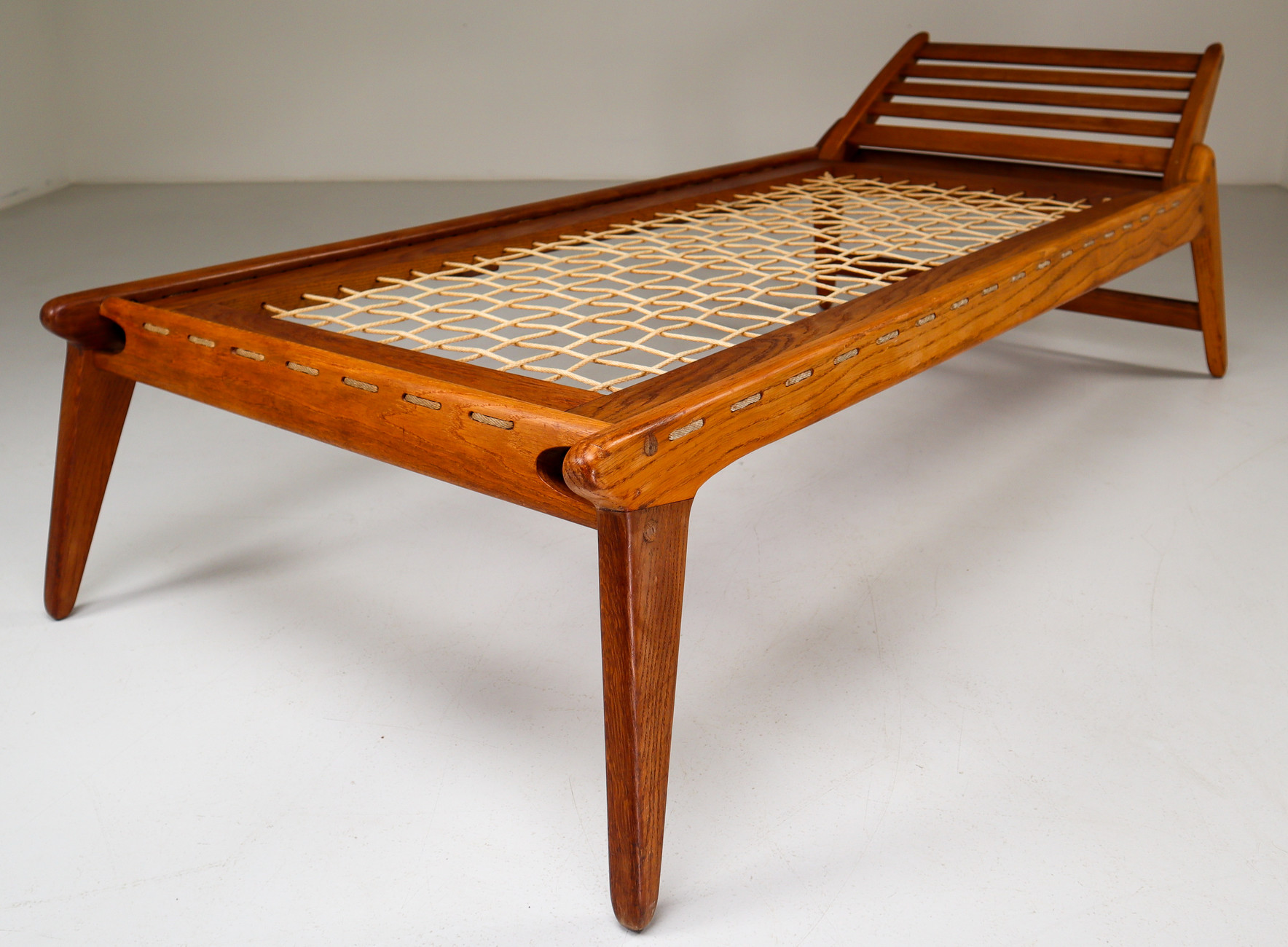 Hunting daybed in solid oak Germany 1950s Mid-20th century