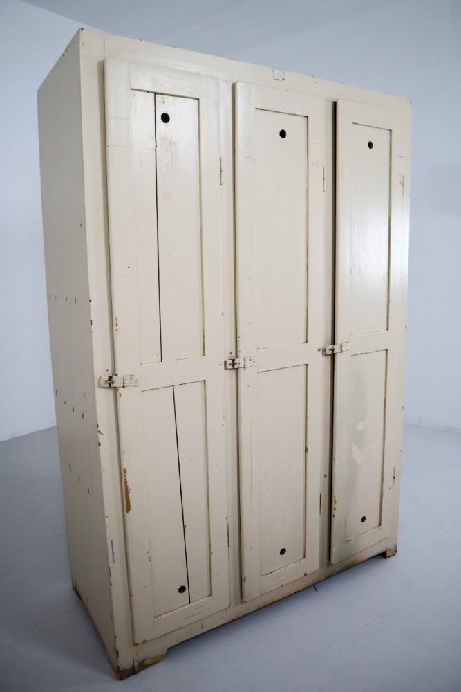 Industrial 3 doors painted locker Germany 1950s Mid-20th century