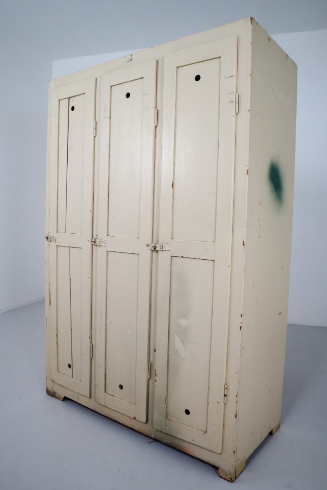 Industrial 3 doors painted locker Germany 1950s Mid-20th century