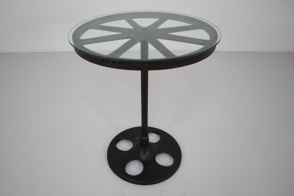 Industrial Glass,Iron Reclaimed Table Early-20th century