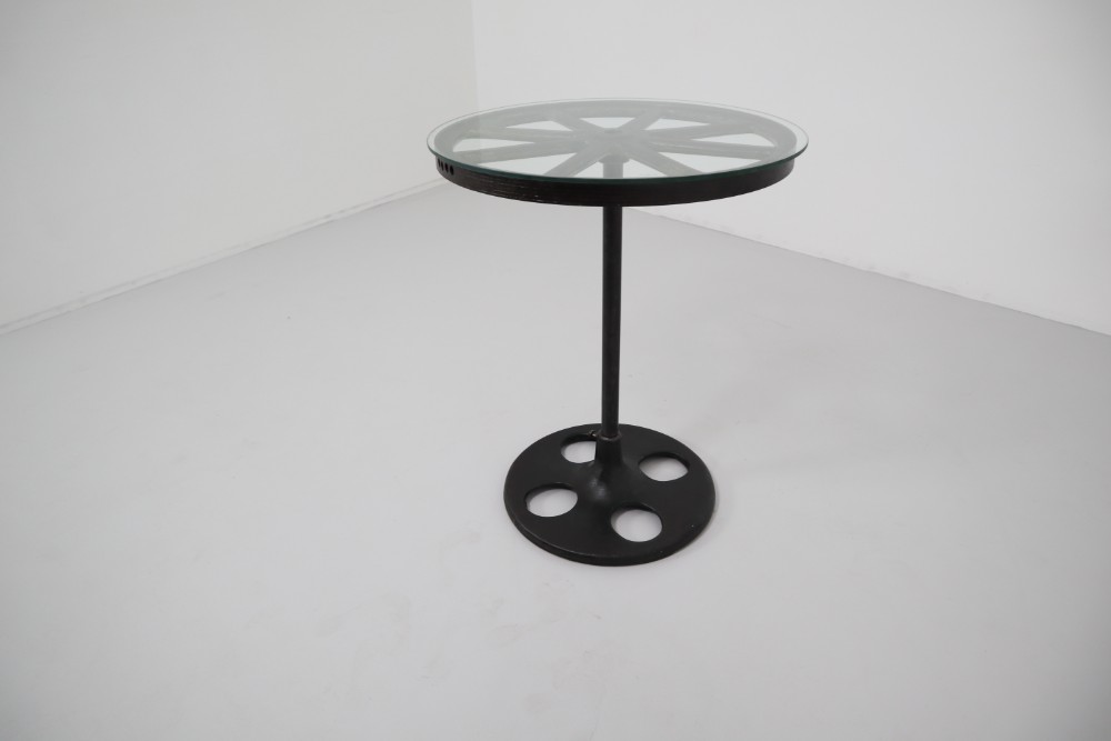 Industrial Glass,Iron Reclaimed Table Early-20th century