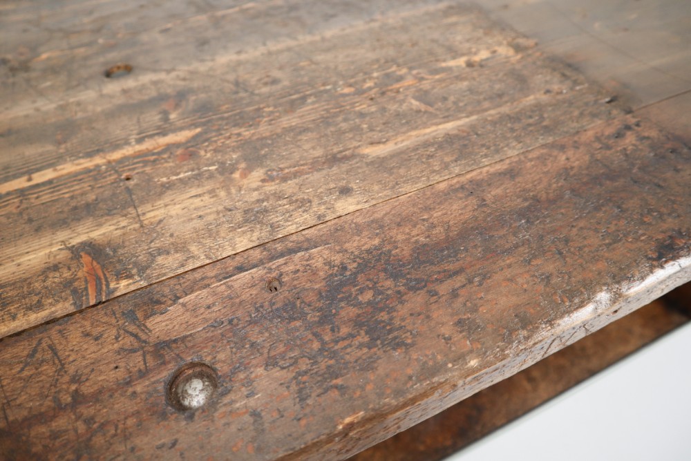 Industrial Metal and Wood Working table Mid-20th century