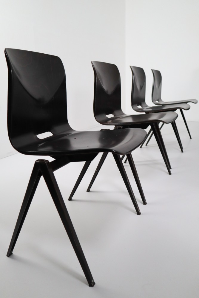 Industrial Metal,Plywood Galvanitas S22-Thur On seat Industrial Diner Chairs, 1960s Mid-20th century