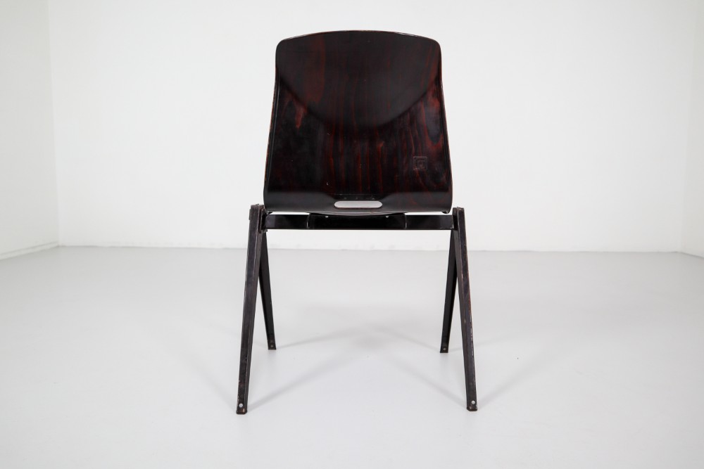 Industrial Metal,Plywood Galvanitas S22-Thur On seat Industrial Diner Chairs, 1960s Mid-20th century