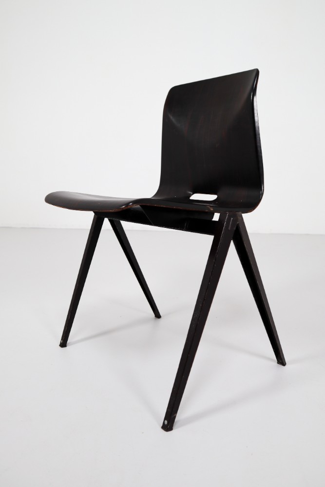 Industrial Metal,Plywood Galvanitas S22-Thur On seat Industrial Diner Chairs, 1960s Mid-20th century