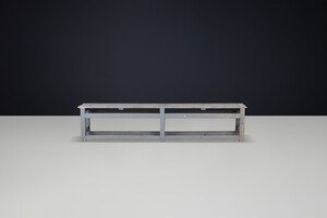 Industrial Painted wooden bench, France 1950s Mid-20th century