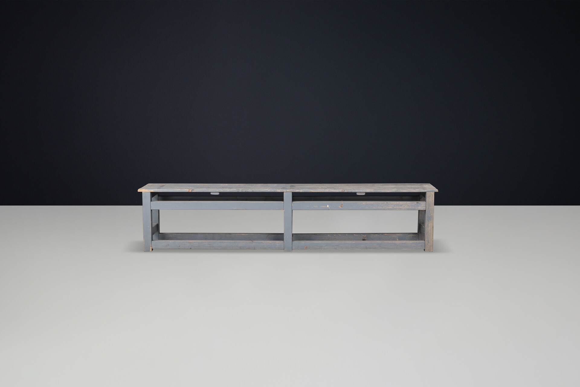 Industrial Painted wooden bench, France 1950s Mid-20th century