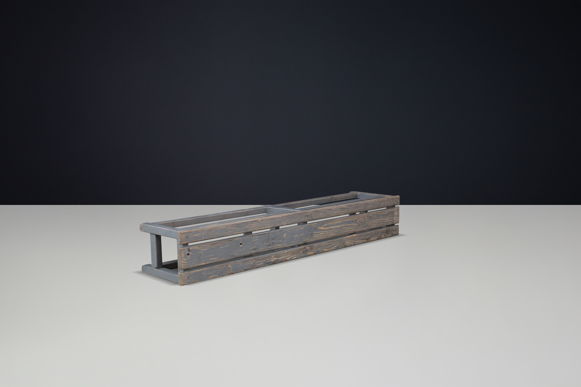 Industrial Painted wooden bench, France 1950s Mid-20th century