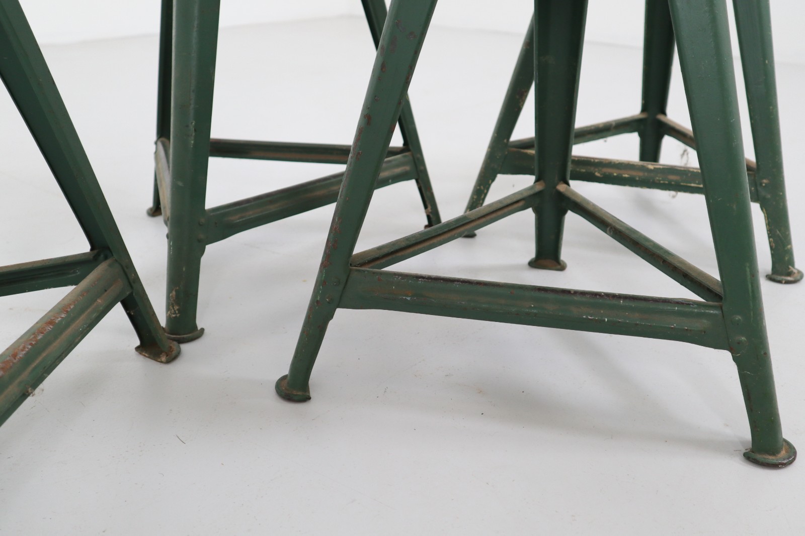 Industrial Rowac stools in Green patina , Germany 1920 Early-20th century