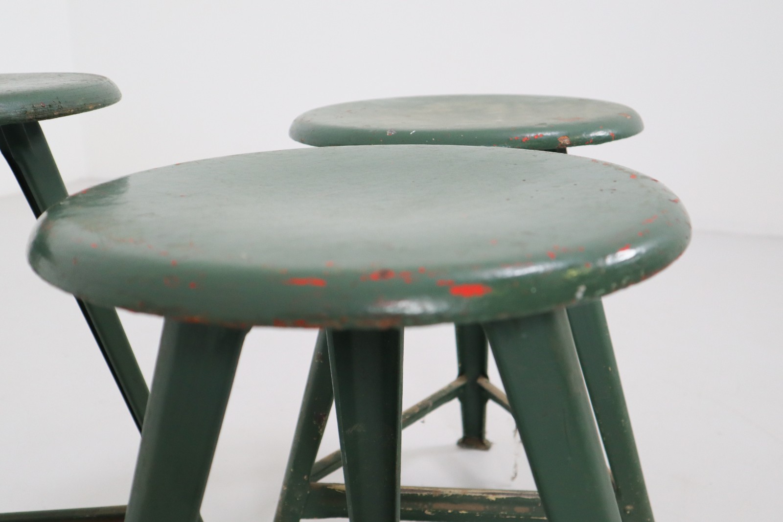 Industrial Rowac stools in Green patina , Germany 1920 Early-20th century