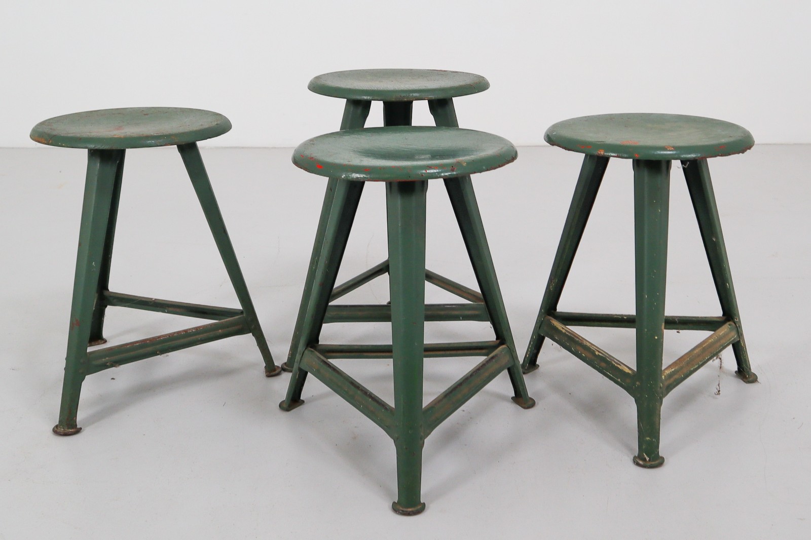 Industrial Rowac stools in Green patina , Germany 1920 Early-20th century