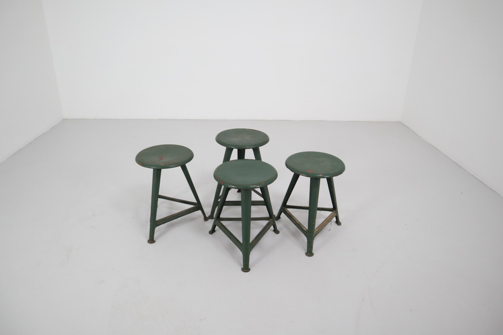 Industrial Rowac stools in Green patina , Germany 1920 Early-20th century