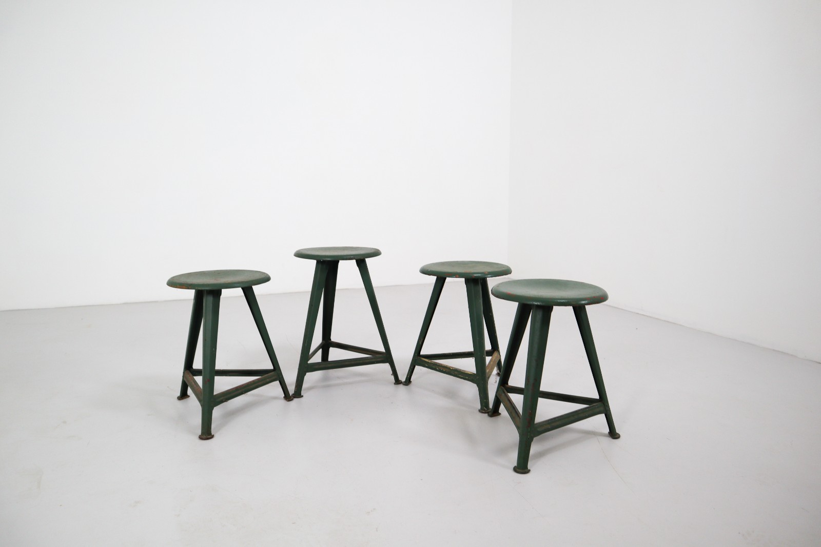 Industrial Rowac stools in Green patina , Germany 1920 Early-20th century