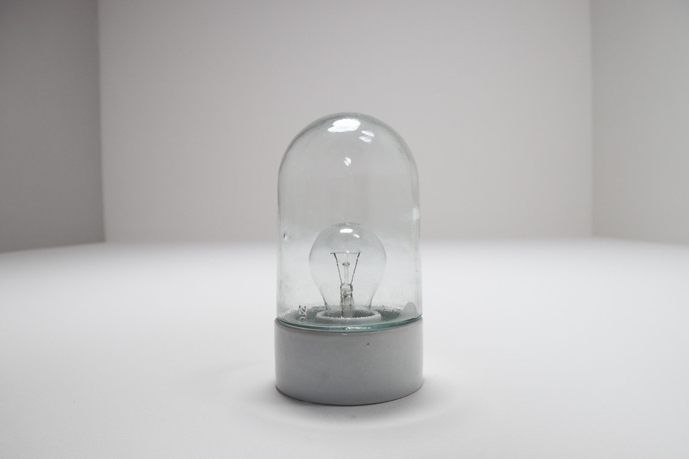  Industrial Vintage Wall/ceiling Lights with Clear Glass and Porcelain Base 1960s Mid-20th century