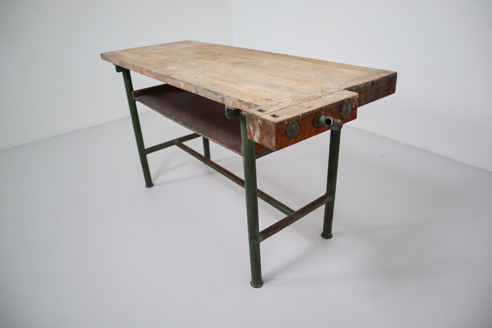 Industrial Working table in Metal and Wood Germany 1950s Mid-20th century
