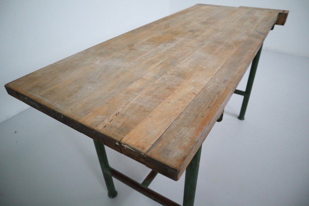 Industrial Working table in Metal and Wood Germany 1950s Mid-20th century