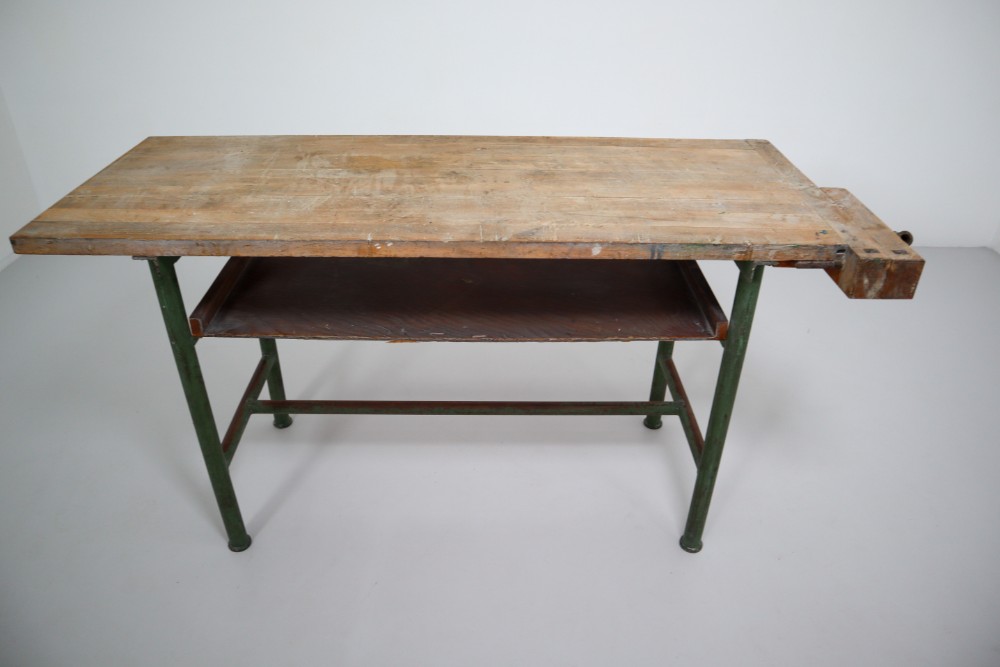 Industrial Working table in Metal and Wood Germany 1950s Mid-20th century