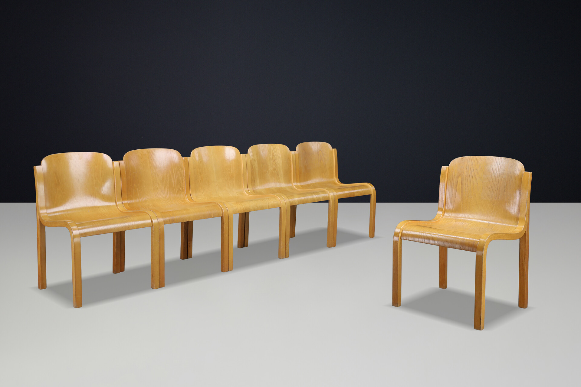 Italian Modern Set “Mito” Dining Chairs by Carlo Bartoli for Tisettanta, Italy 1970 Late-20th century