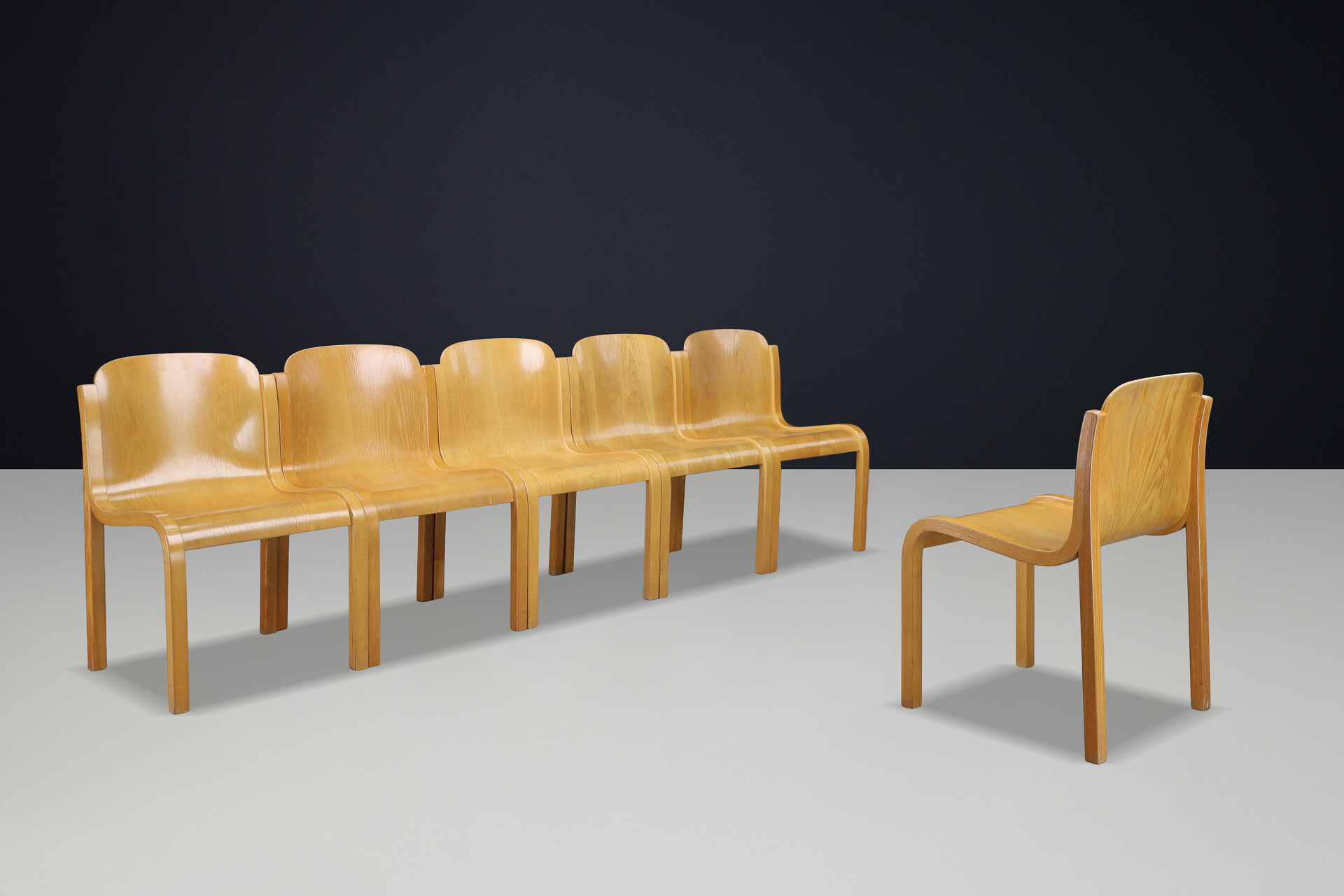 Italian Modern Set “Mito” Dining Chairs by Carlo Bartoli for Tisettanta, Italy 1970 Late-20th century