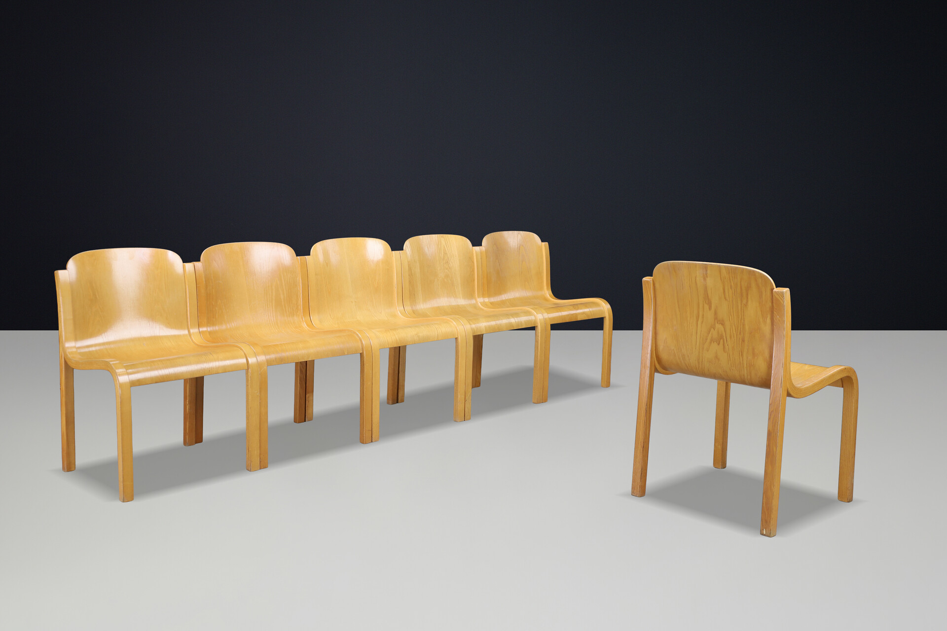 Italian Modern Set “Mito” Dining Chairs by Carlo Bartoli for Tisettanta, Italy 1970 Late-20th century