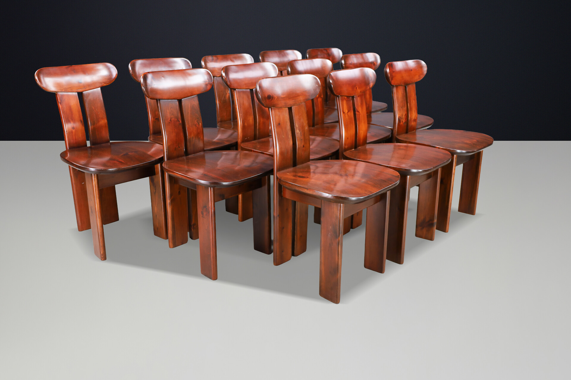 Italian Pine Dining Chairs, Attributed to Mario Marenco, 1970s Late-20th century