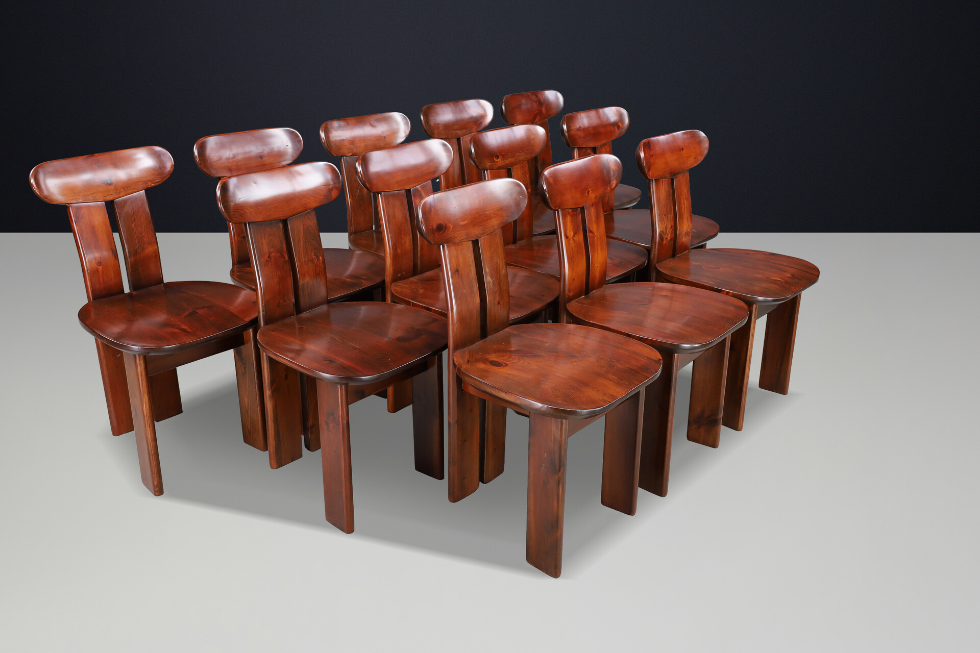 Italian Pine Dining Chairs, Attributed to Mario Marenco, 1970s Late-20th century