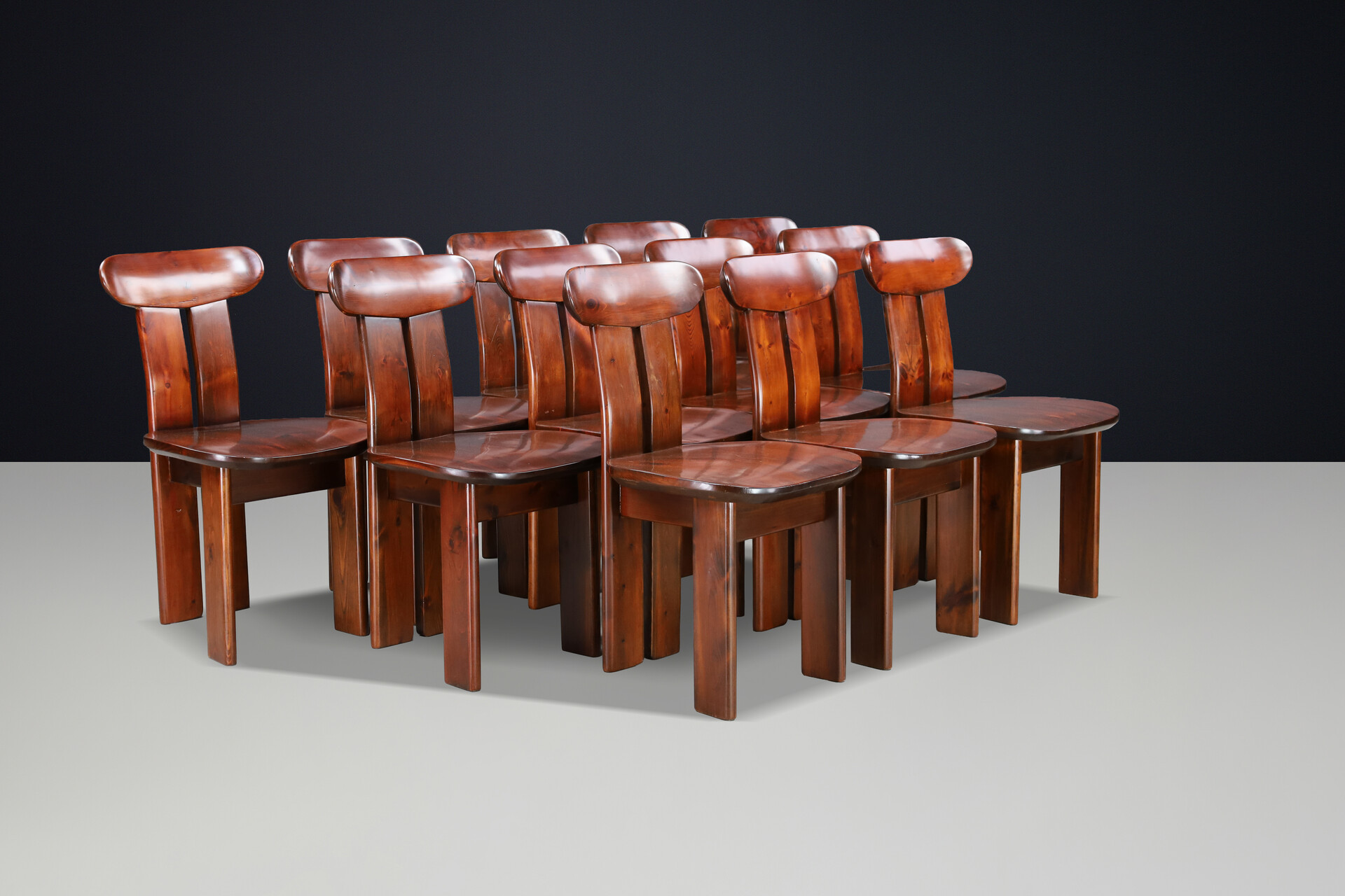 Italian Pine Dining Chairs, Attributed to Mario Marenco, 1970s Late-20th century